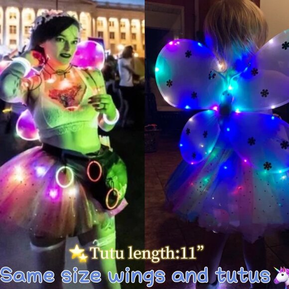 Brand New 2pcs LED Mermaid Tutu Set Mermaid Ears Mermaid Costume Party Dress - Picture 8 of 8